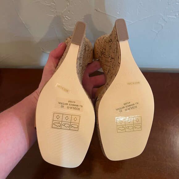 NEW Women's Bamboo Tan Strappy Wedge Heel Open Toed Heel - 6.5 - Picture 5 of 5